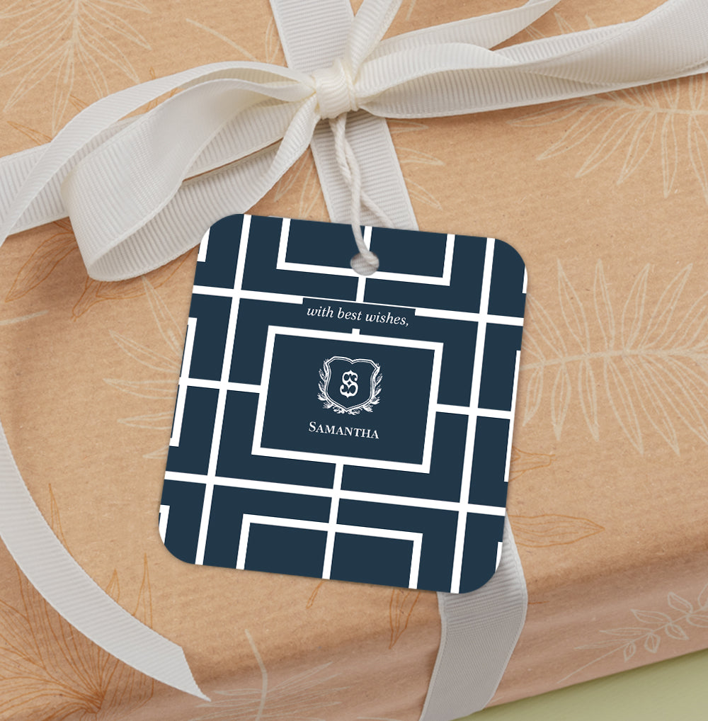 Nautical Grid Gift Tag