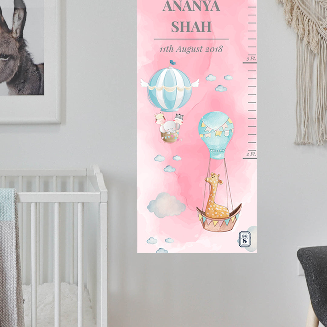 Happy Ballooners Height Chart - Pink Watercolor