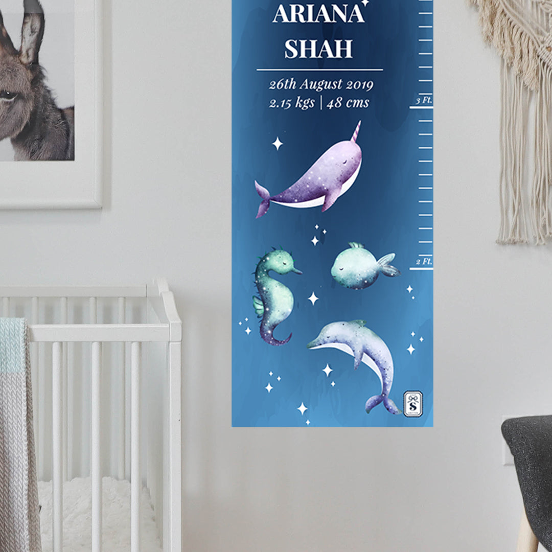 Midnight Ocean Height Chart - Navy Gradient