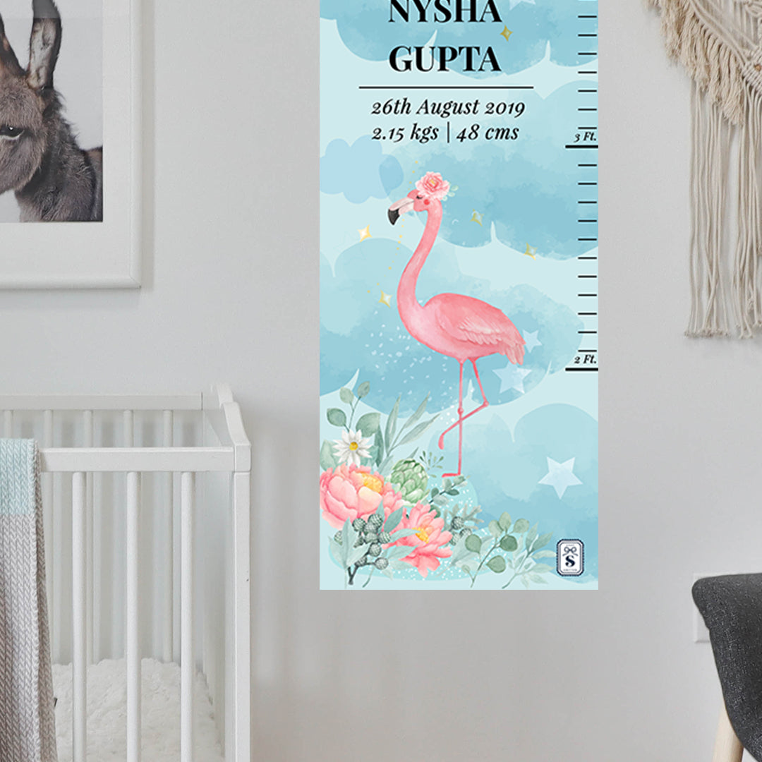 Flamingoland Height Chart - Blue Watercolor