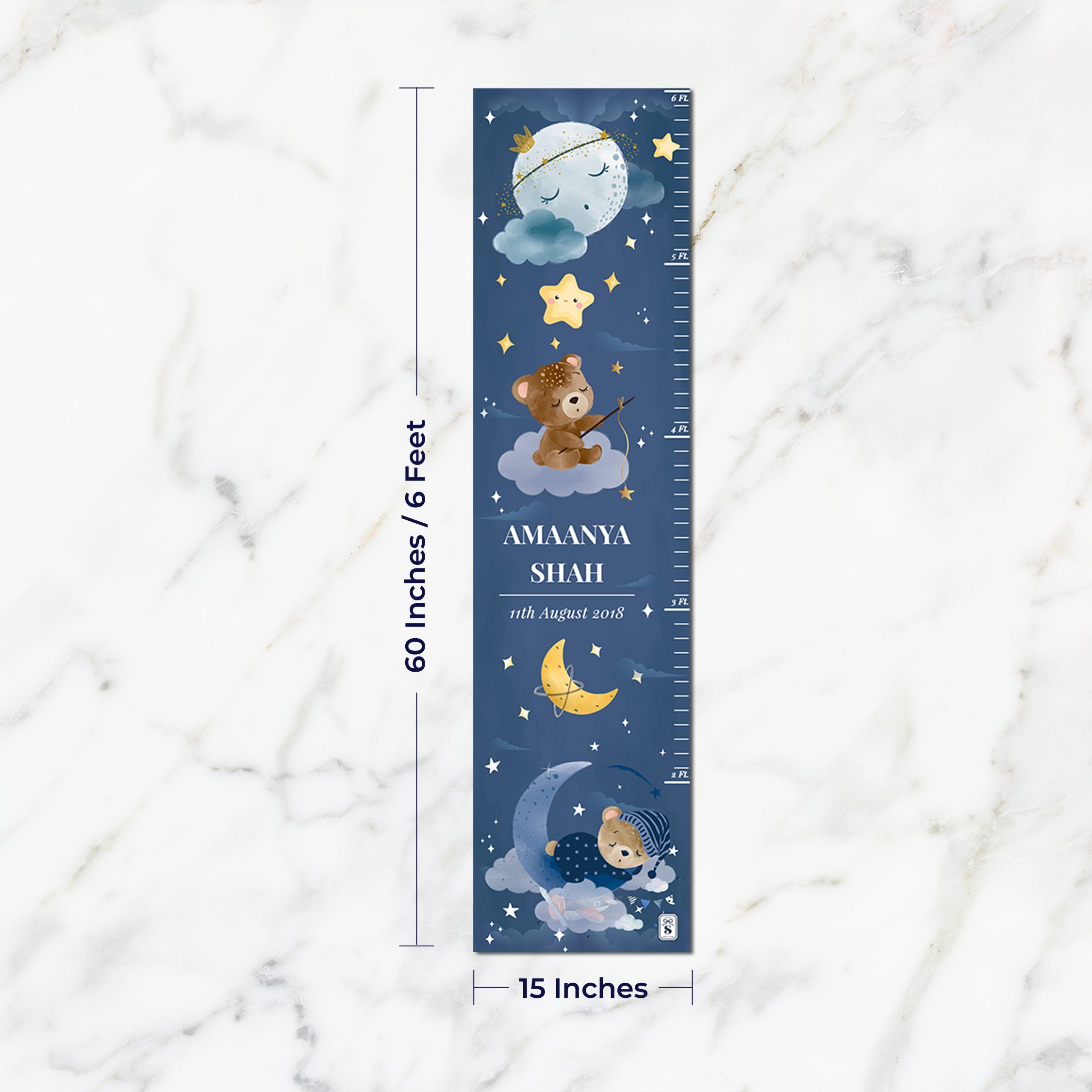 Moonlight Snuggles Height Chart - Denim Navy