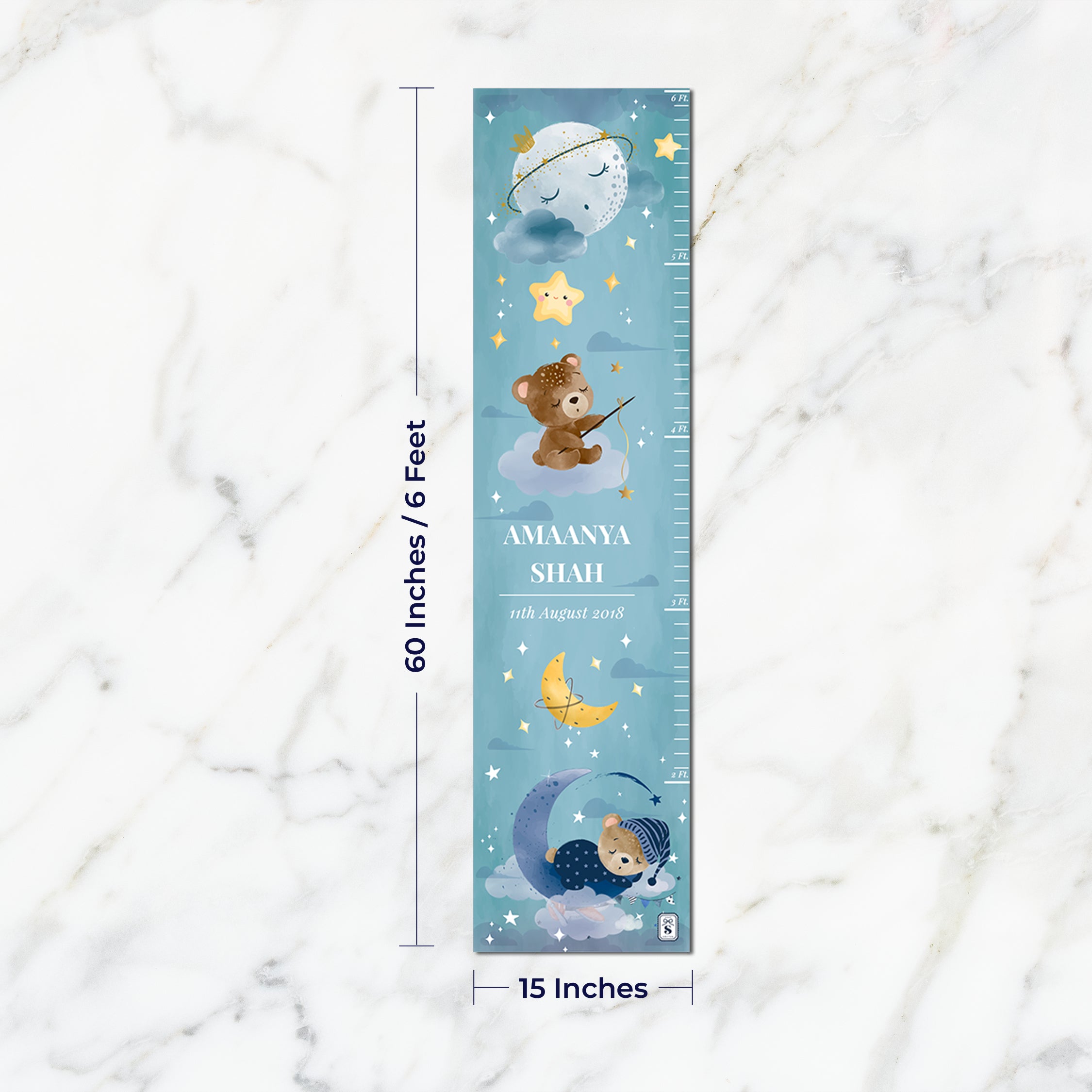 Moonlight Snuggles Height Chart - Sky Blue Gradient