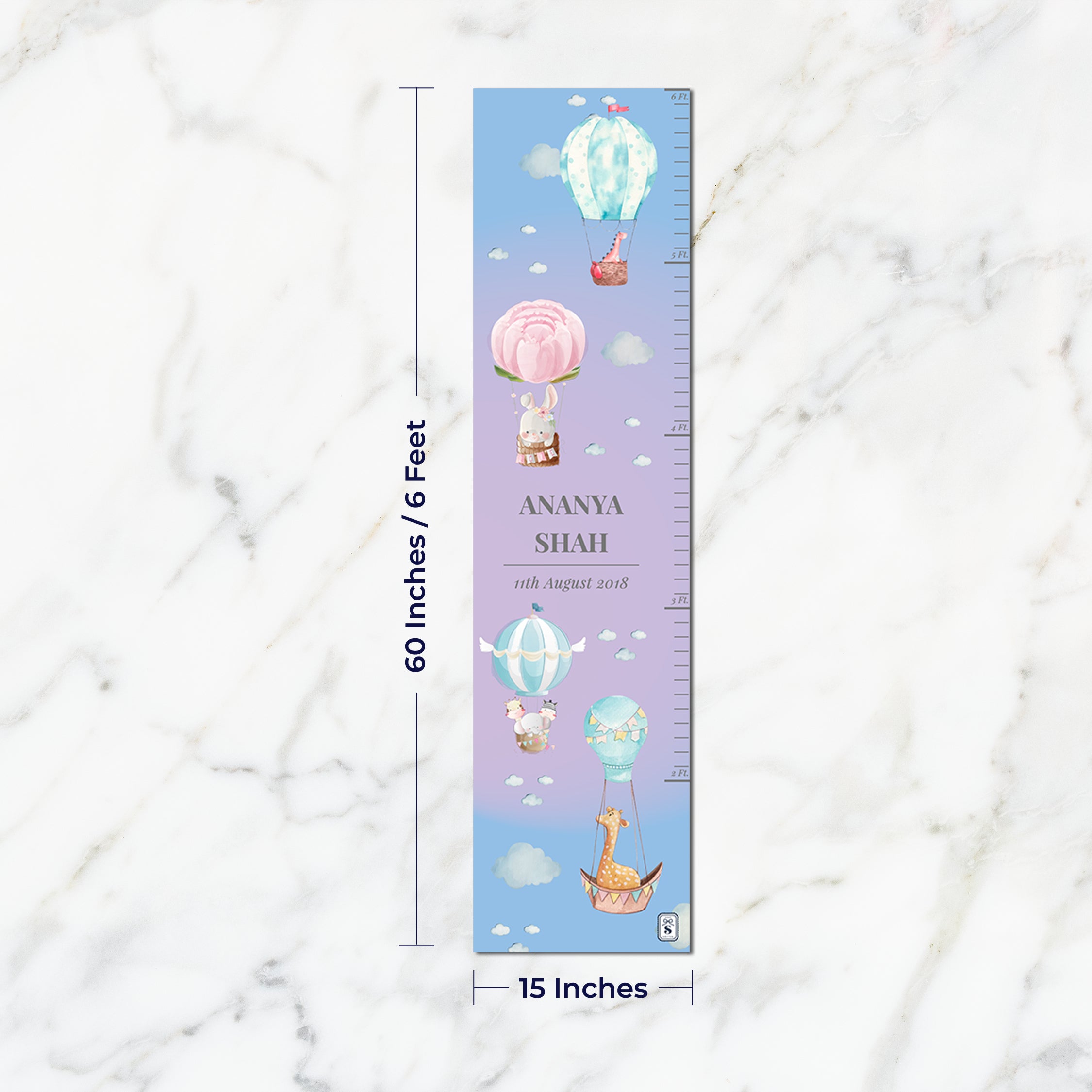 Happy Ballooners Height Chart - Blue Lilac Gradient