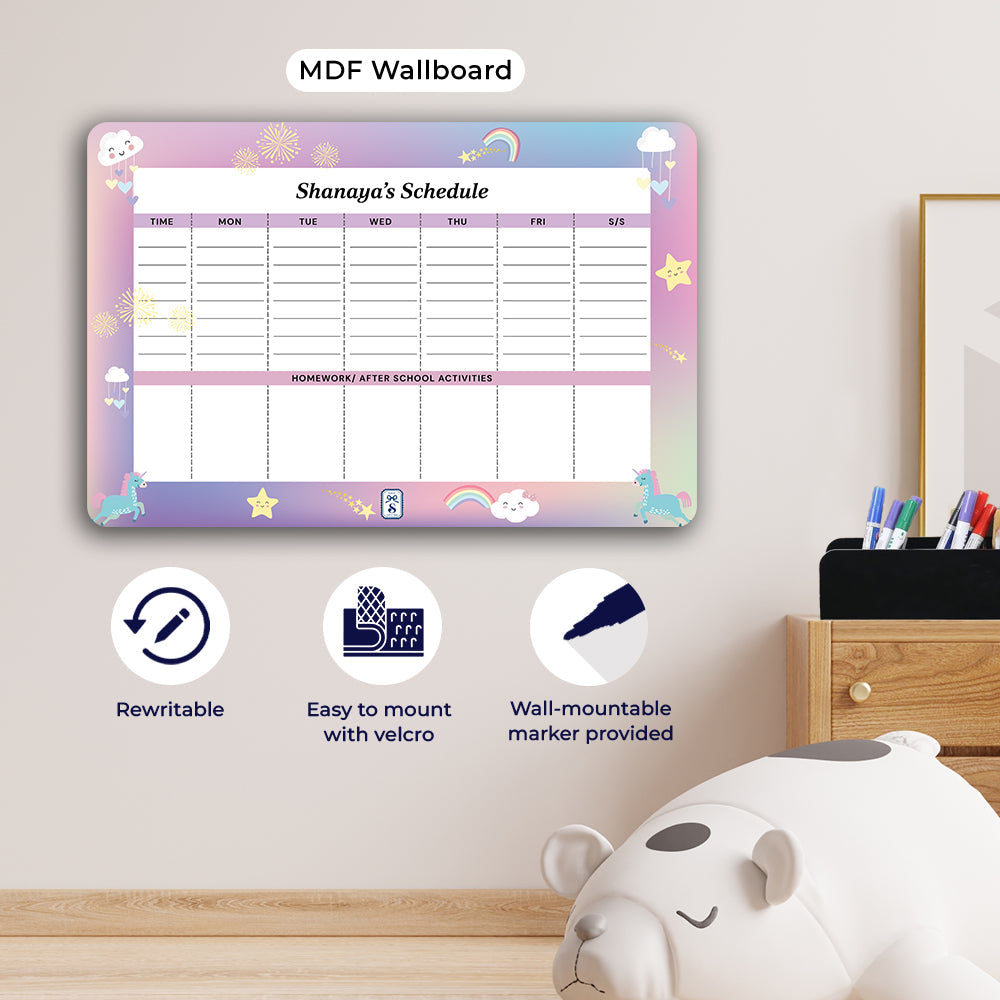 Unicorns & Rainbow Kids Schedule Planner