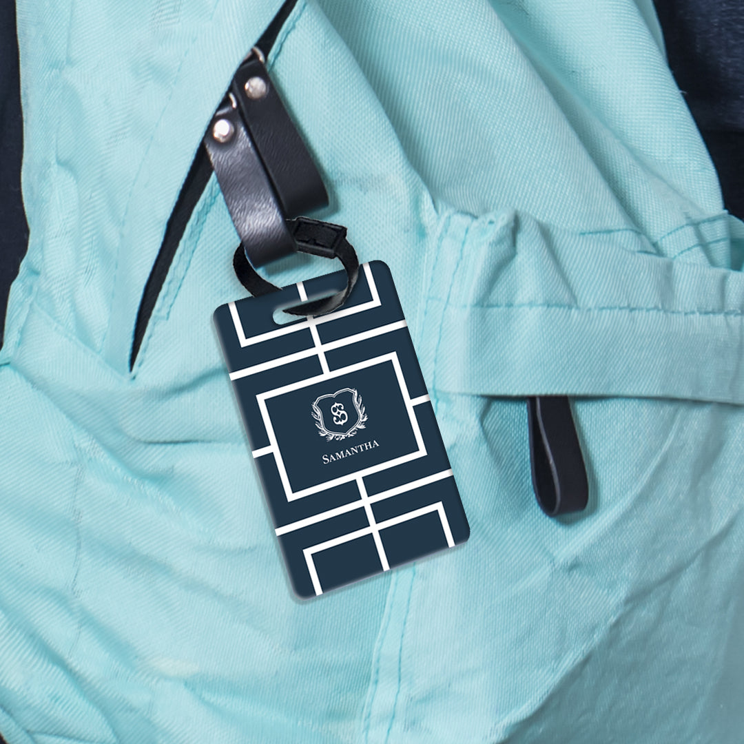 Nautical Grid Bag Tag