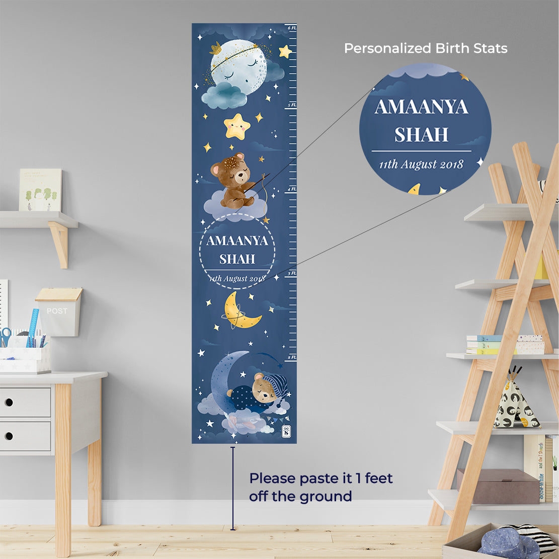 Moonlight Snuggles Height Chart - Denim Navy