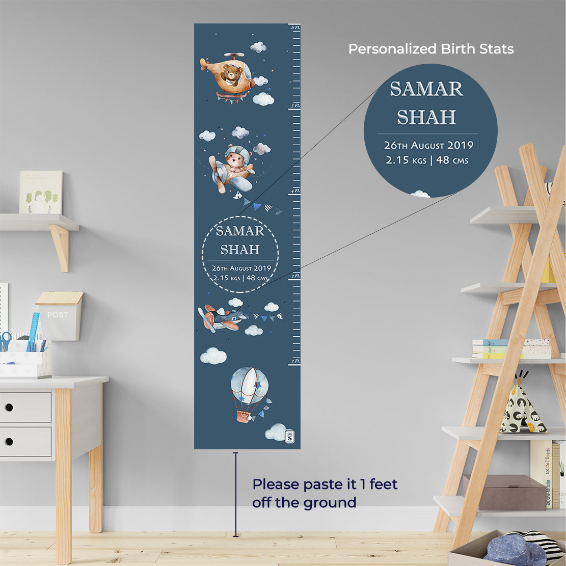 Teddy's Flight Height Chart - Midnight Navy