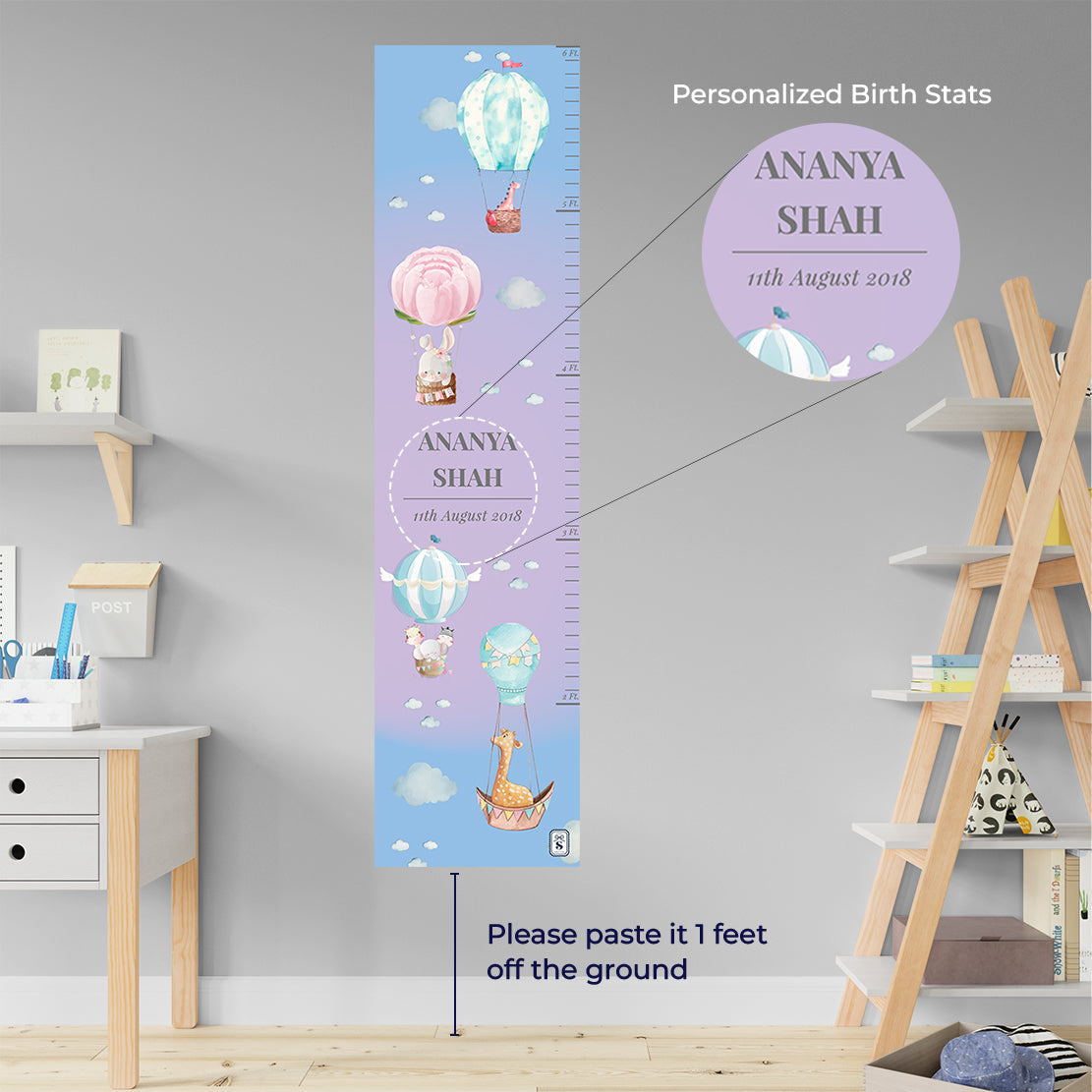 Happy Ballooners Height Chart - Blue Lilac Gradient