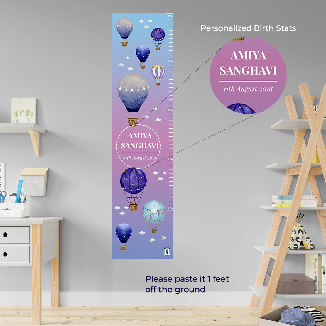 Night Flight Height Chart - Blue Pink Gradient