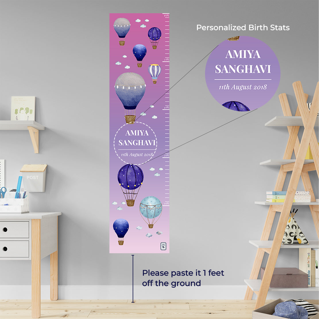 Night Flight Height Chart - Pink Lilac Gradient