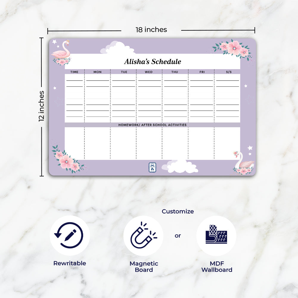 Swan Princess Kids Schedule Planner