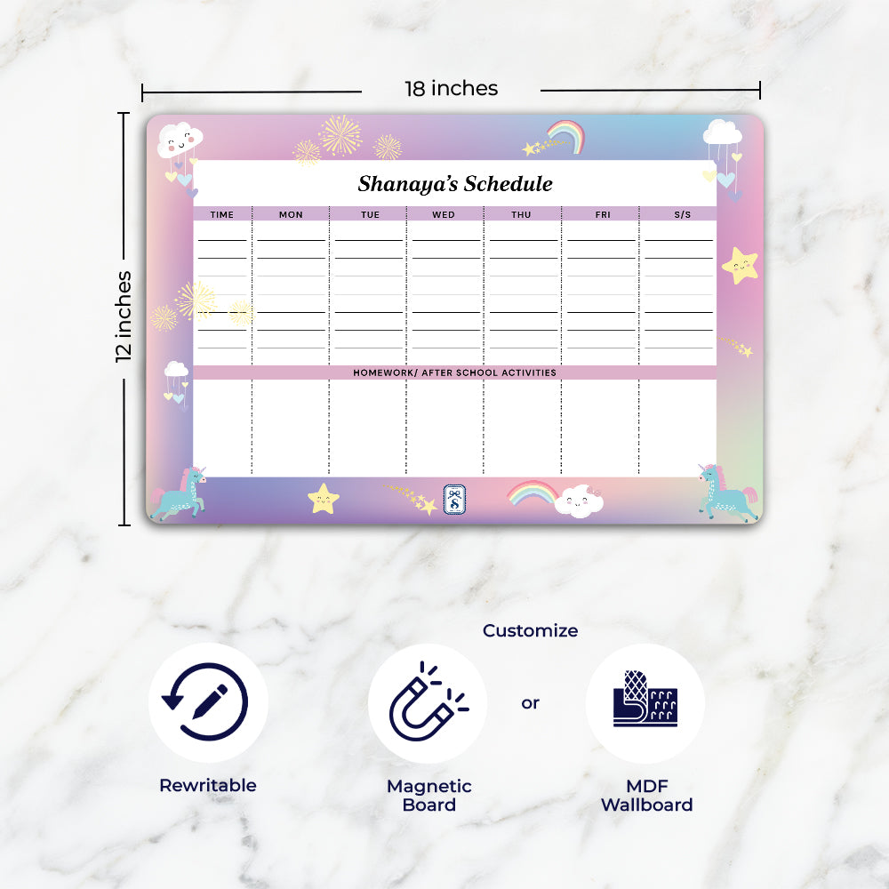 Unicorns & Rainbow Kids Schedule Planner