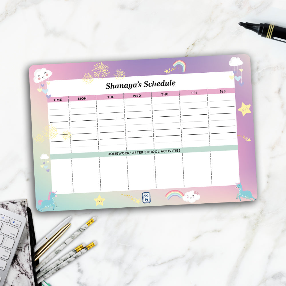 Unicorns & Rainbow Kids Schedule Planner