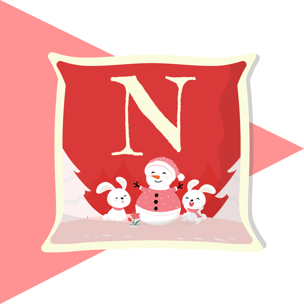 Initial Snowman Cushion-Pink