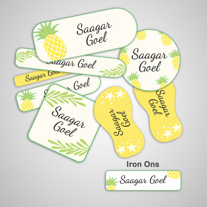 Pineapple Name Labels-Complete / Split / Iron Ons Packs