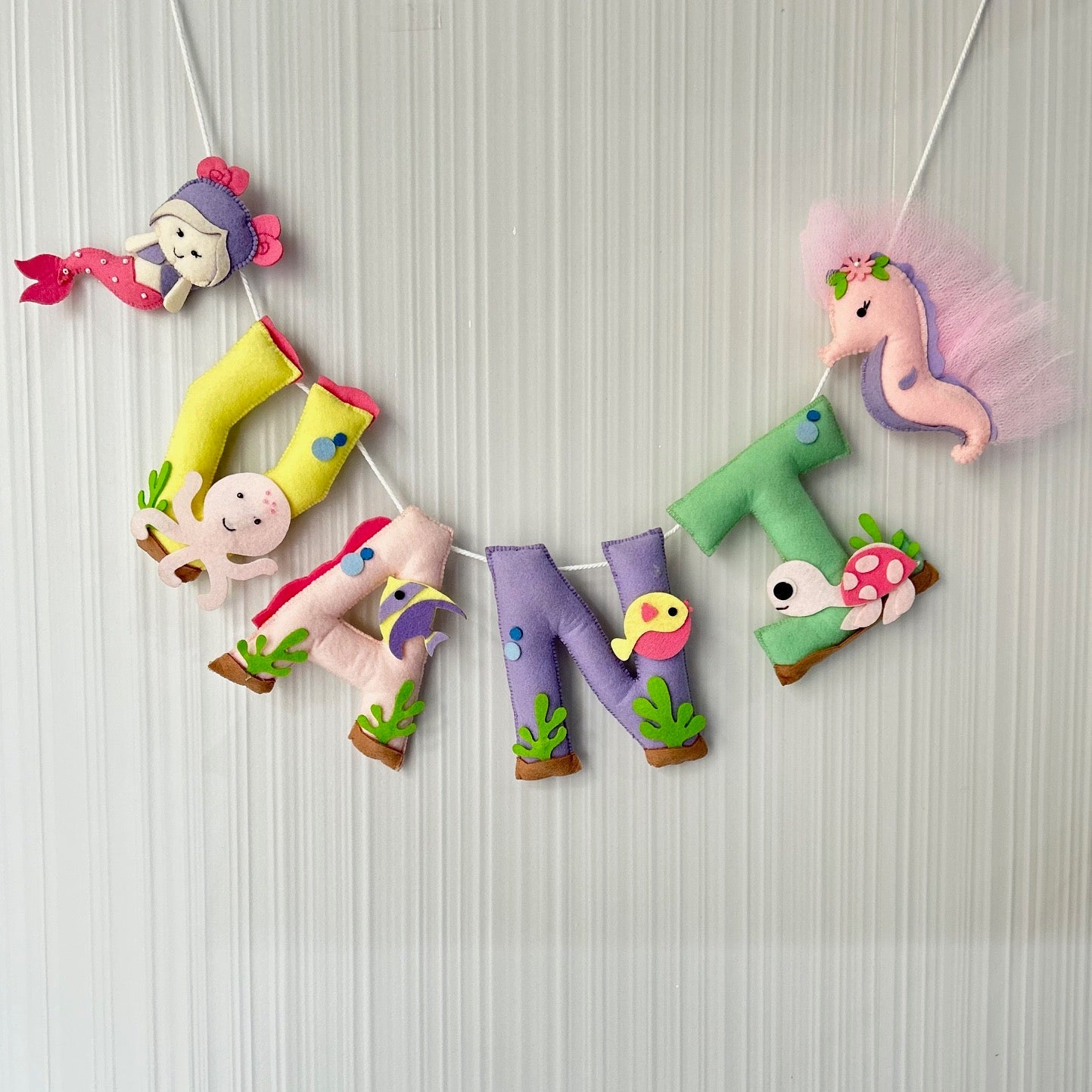 Babble Wrap Pink Mermaid Name Bunting/Garland