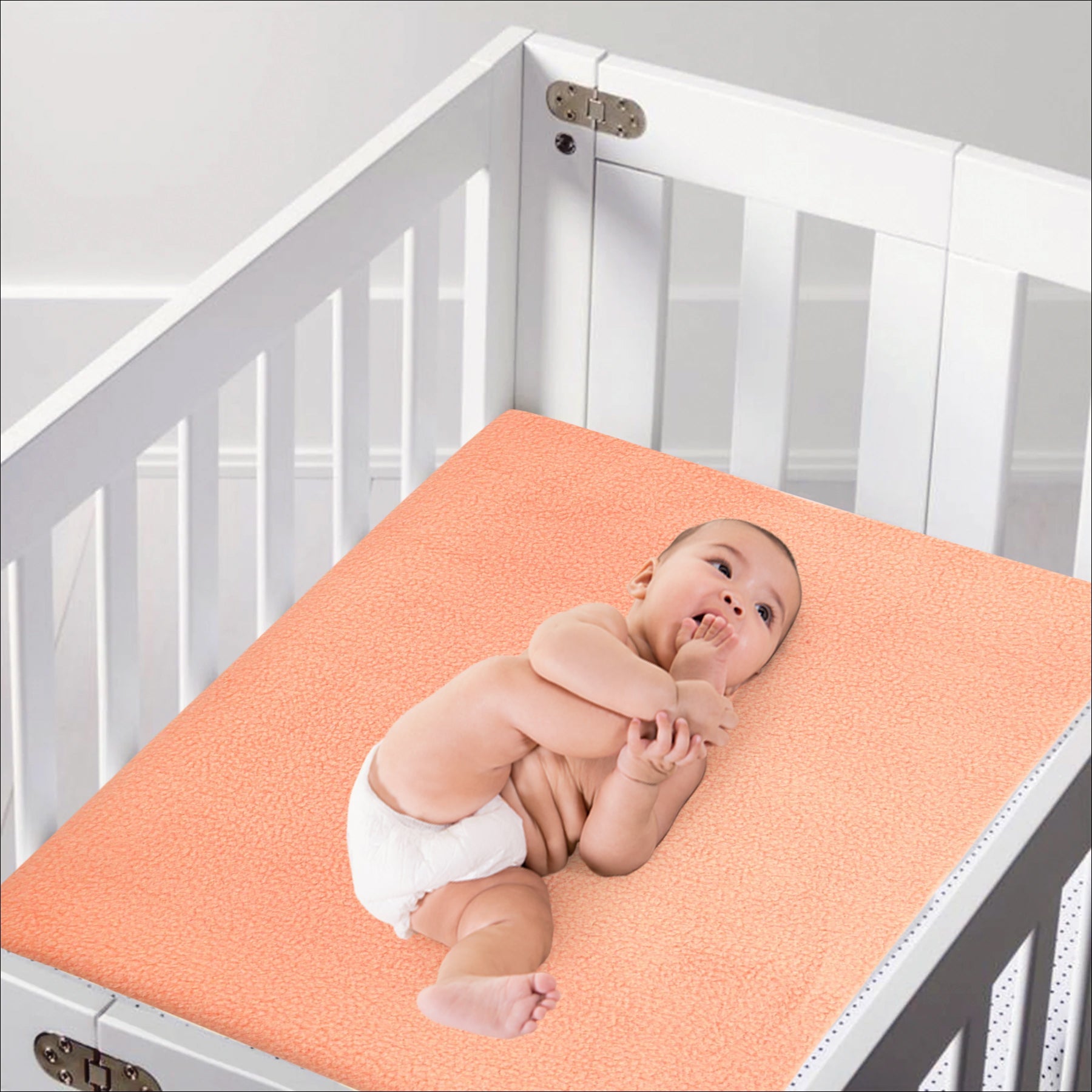 Plain Orange Water-Resistant Bed Protector - 3 Sizes - Baby Moo