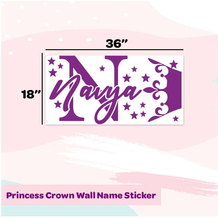 Princess Crown Wall Name Sticker (Hot Pink)