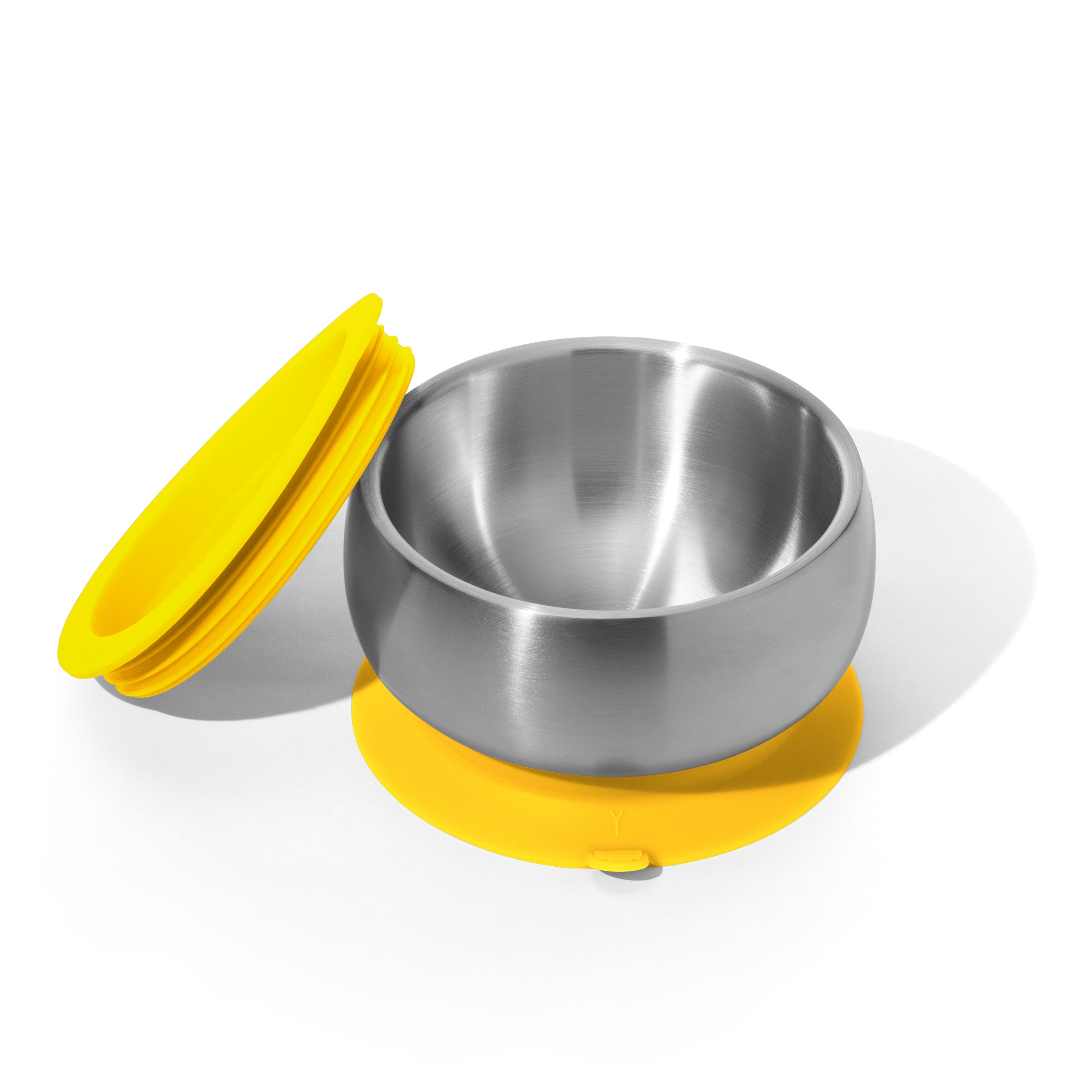 Avanchy Stainless Steel Baby Bowl With Lid - Yellow