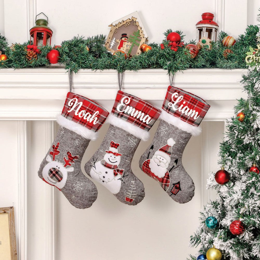 Babble Wrap Silver Bells Stocking - Happy Santa