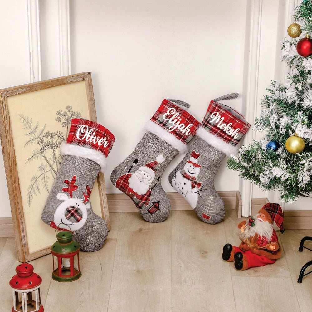 Babble Wrap Silver Bells Stocking - Happy Santa