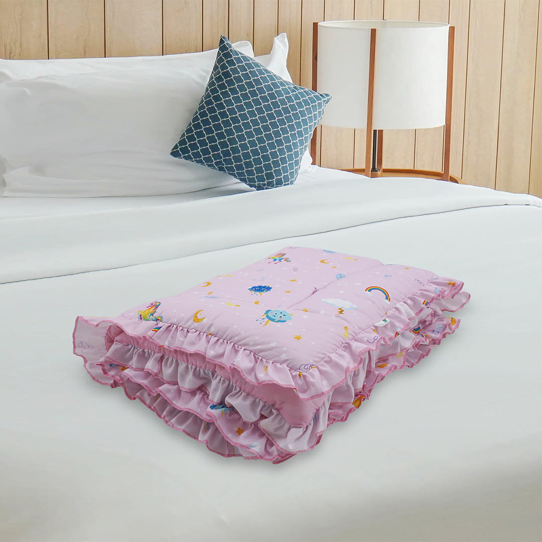 Baby Moo Unicorn Soft Frill Large Duvet Quilt - Pink - Baby Moo