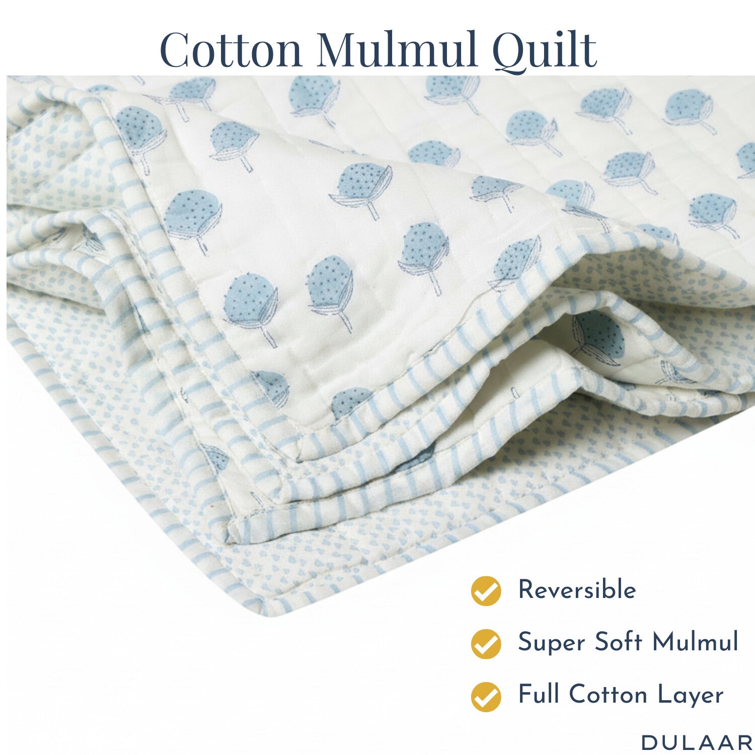 Reversible Mulmul Quilt Hand-Block Printed