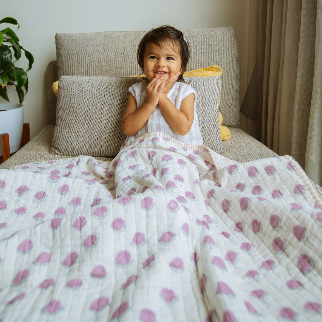 Reversible Mulmul Quilt Hand-Block Printed