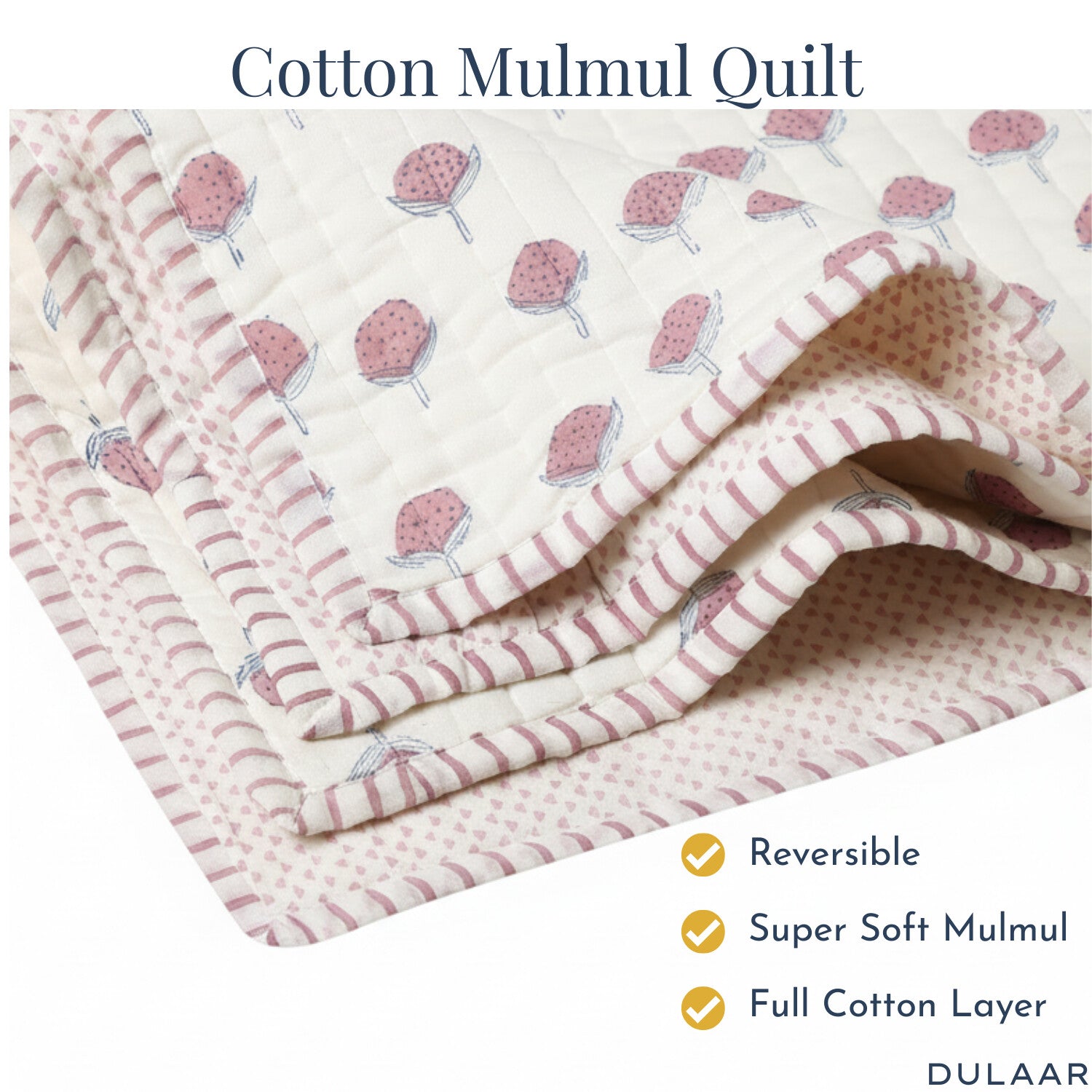 Reversible Mulmul Quilt Hand-Block Printed