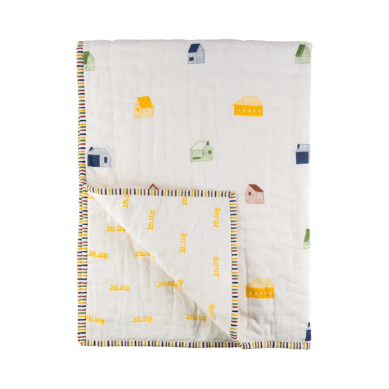 Reversible Mulmul Quilt | Hand-Block Printed