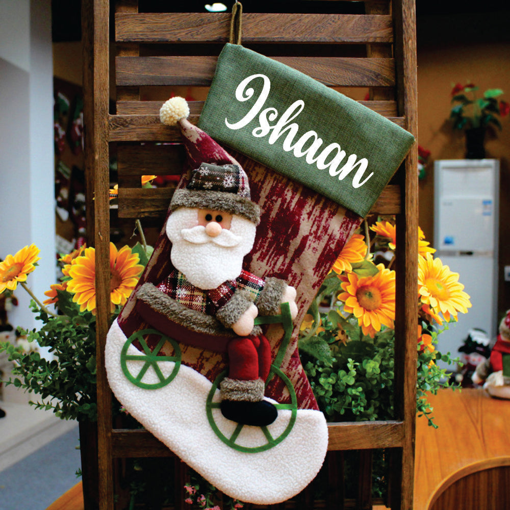 Babble Wrap Santa On A Bike Stocking