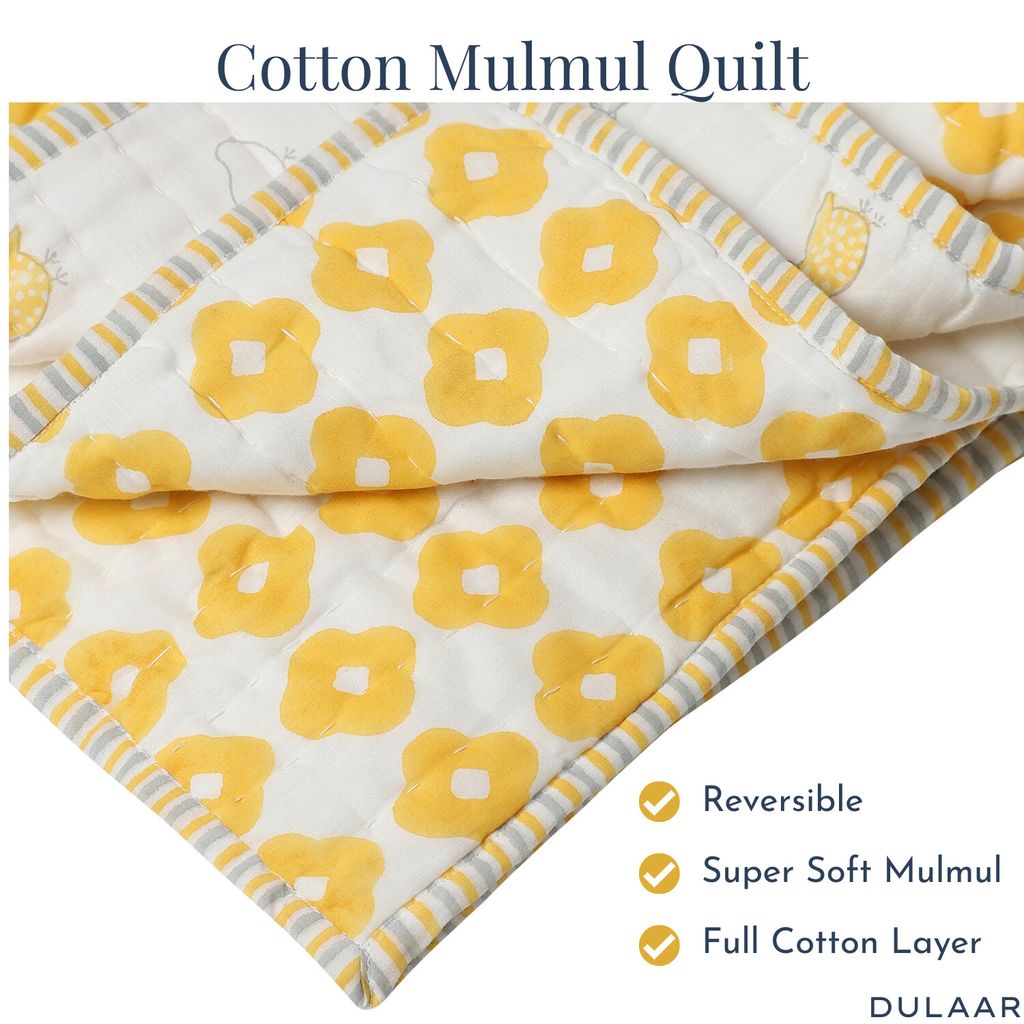 Reversible Mulmul Quilt | Hand-Block Printed
