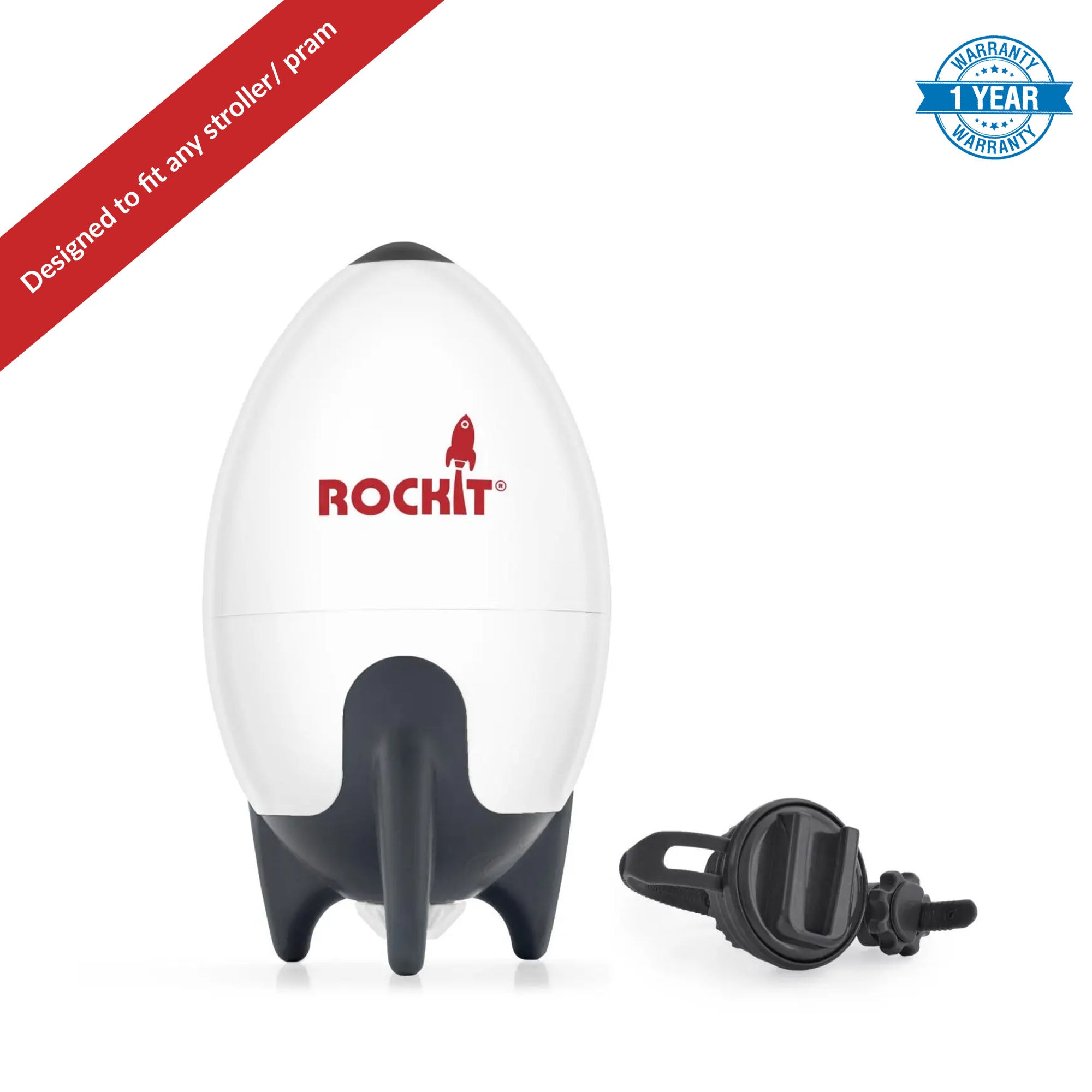 Rockit Rocker - Portable & Rechargeable Stroller Rocker - Hands Free Baby Sleep Aid Compatible with all Strollers - Black & White