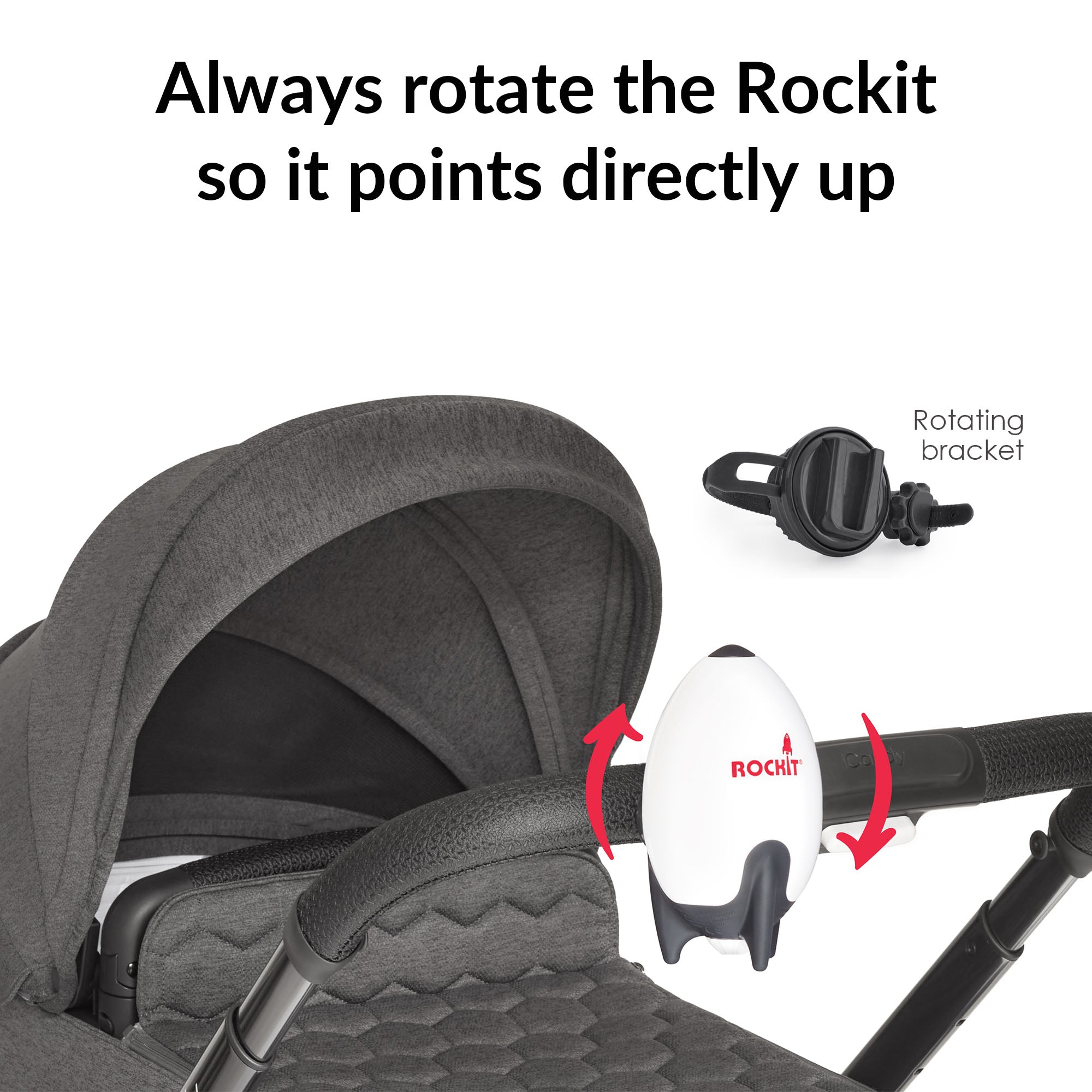 Rockit Rocker - Portable & Rechargeable Stroller Rocker - Hands Free Baby Sleep Aid Compatible with all Strollers - Black & White