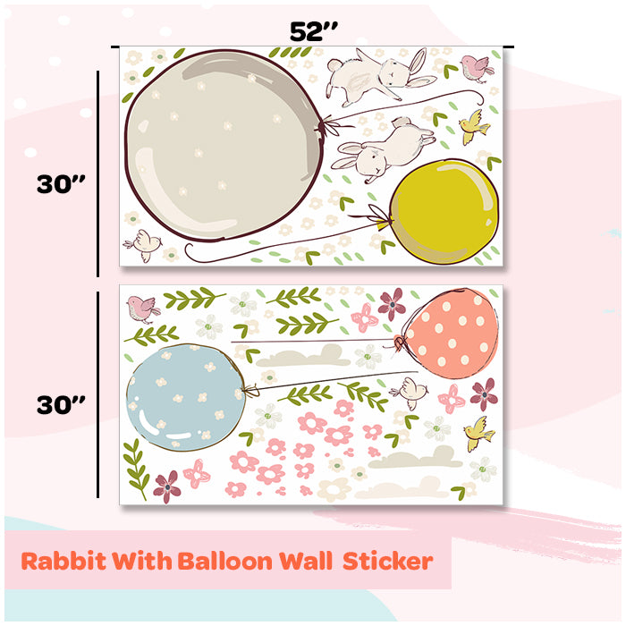 Rabbit With Balloon Wall Sticker