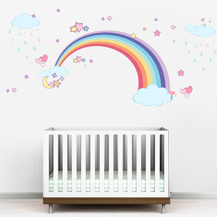 Rainbow And Clouds Wall Sticker