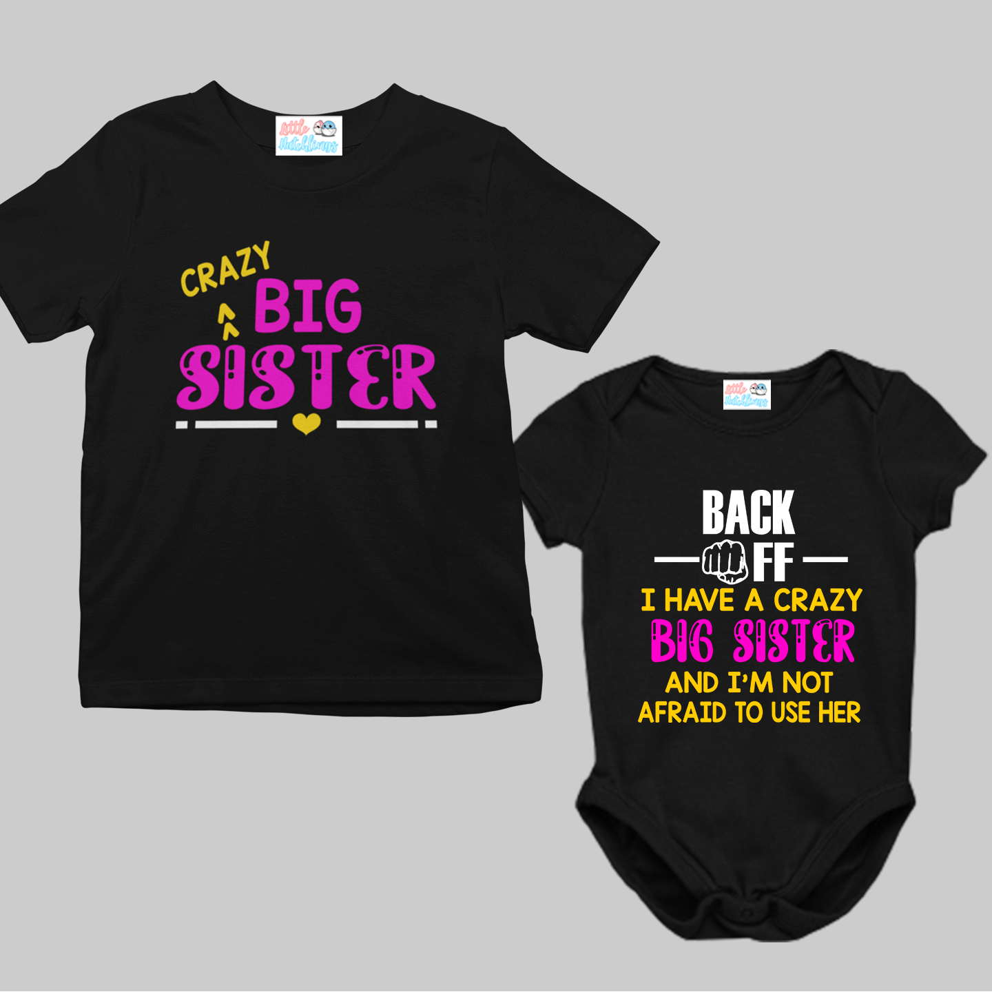 Crazy Sister Black Combo (Tshirt & Onesie)