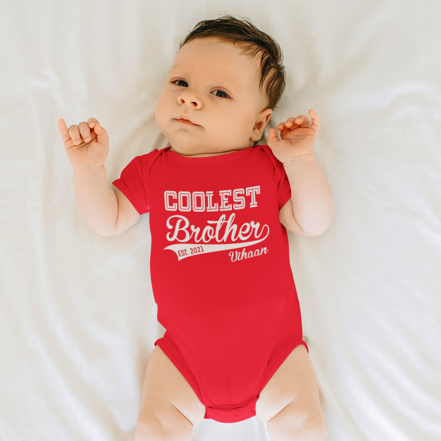 Coolest Brother Red Onesie / Romper / Tshirt - Birth Year & Name