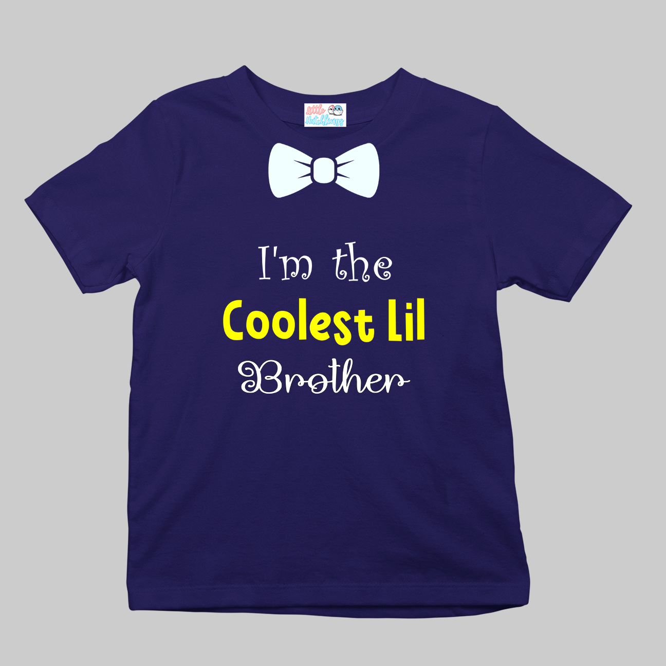 I'm The Coolest Lil Brother Navy Blue Onesie / Tshirt (Printed Bow)