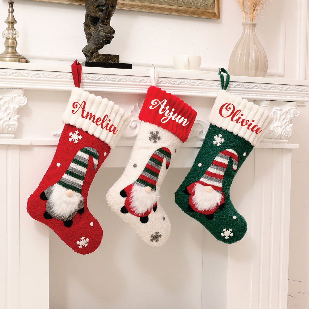 Babble Wrap Whimsical Gnome Stocking- Green