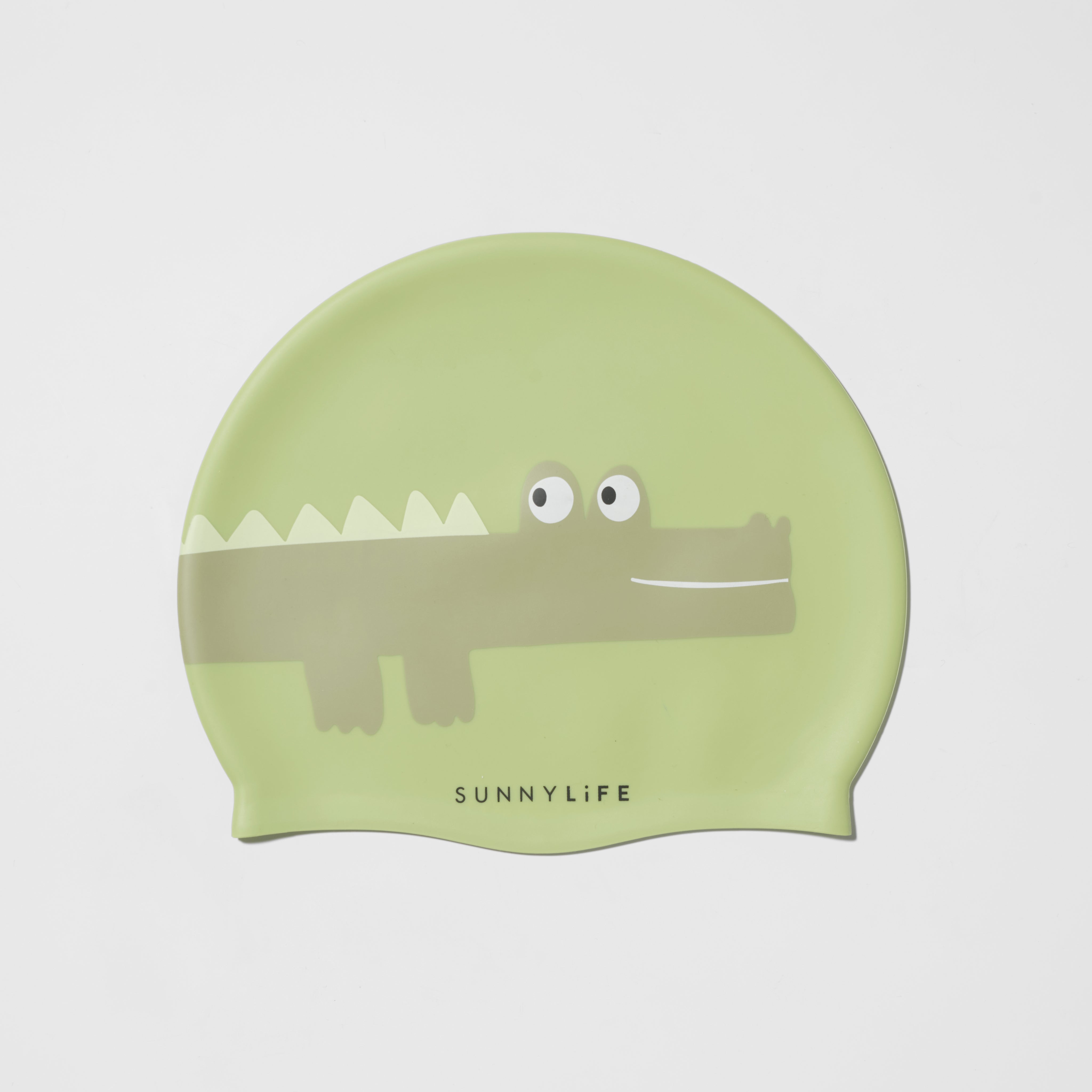 Kids Swimming Cap Cookie the Croc Light Khaki