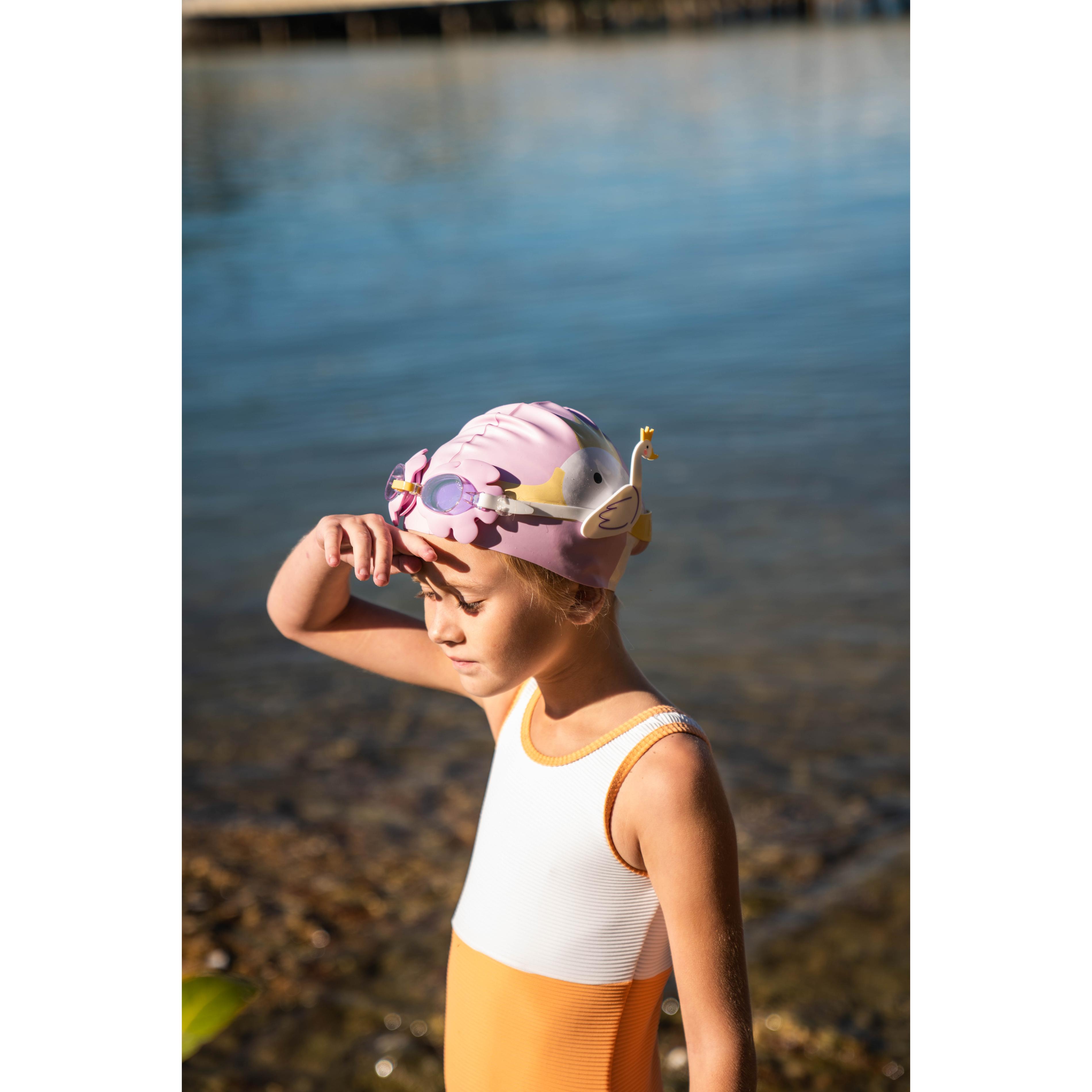 Kids Swimming Cap Princess Swan Multi