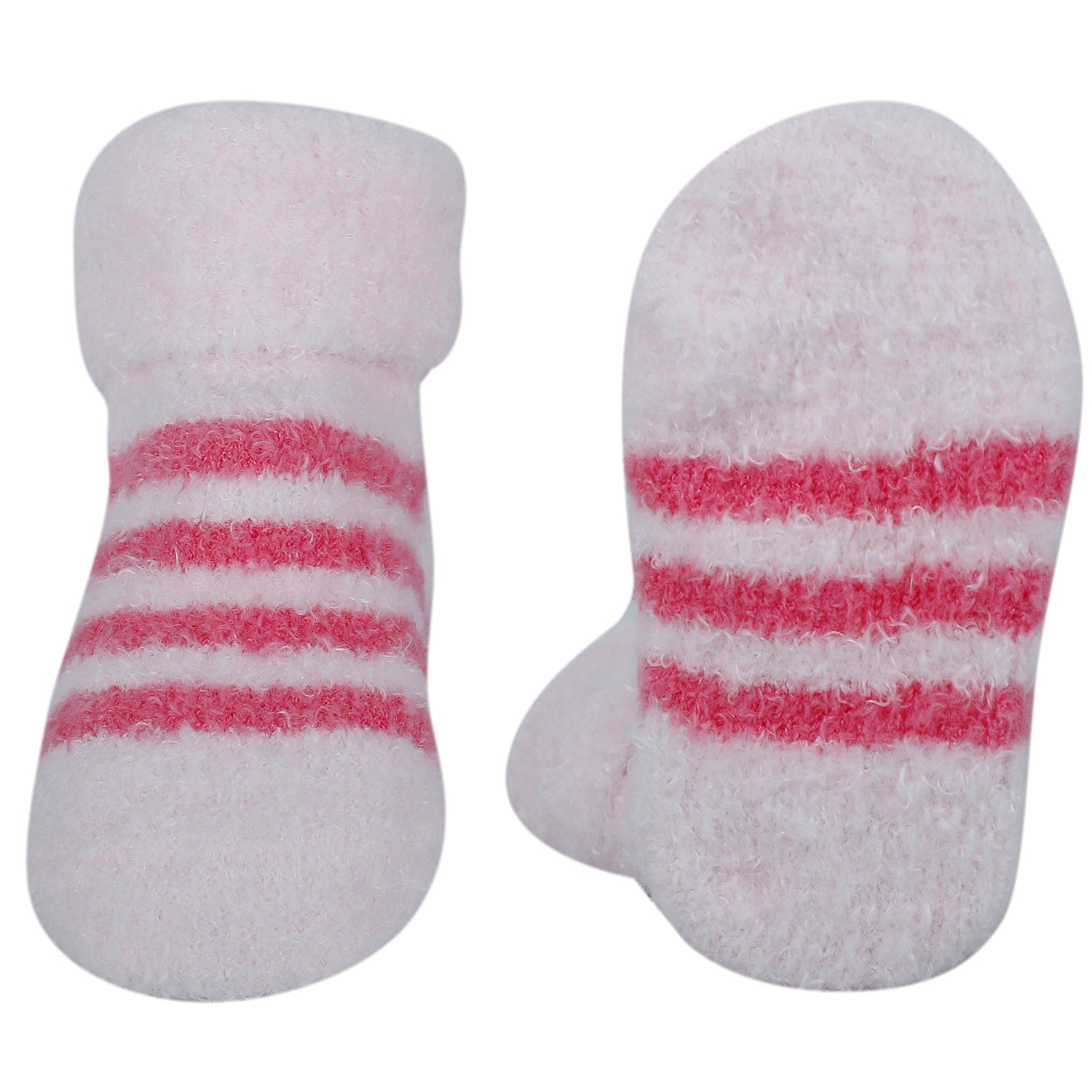 Baby Moo Lady Bug Stripes Soft Socks Booties Pack of 2 - Pink, White