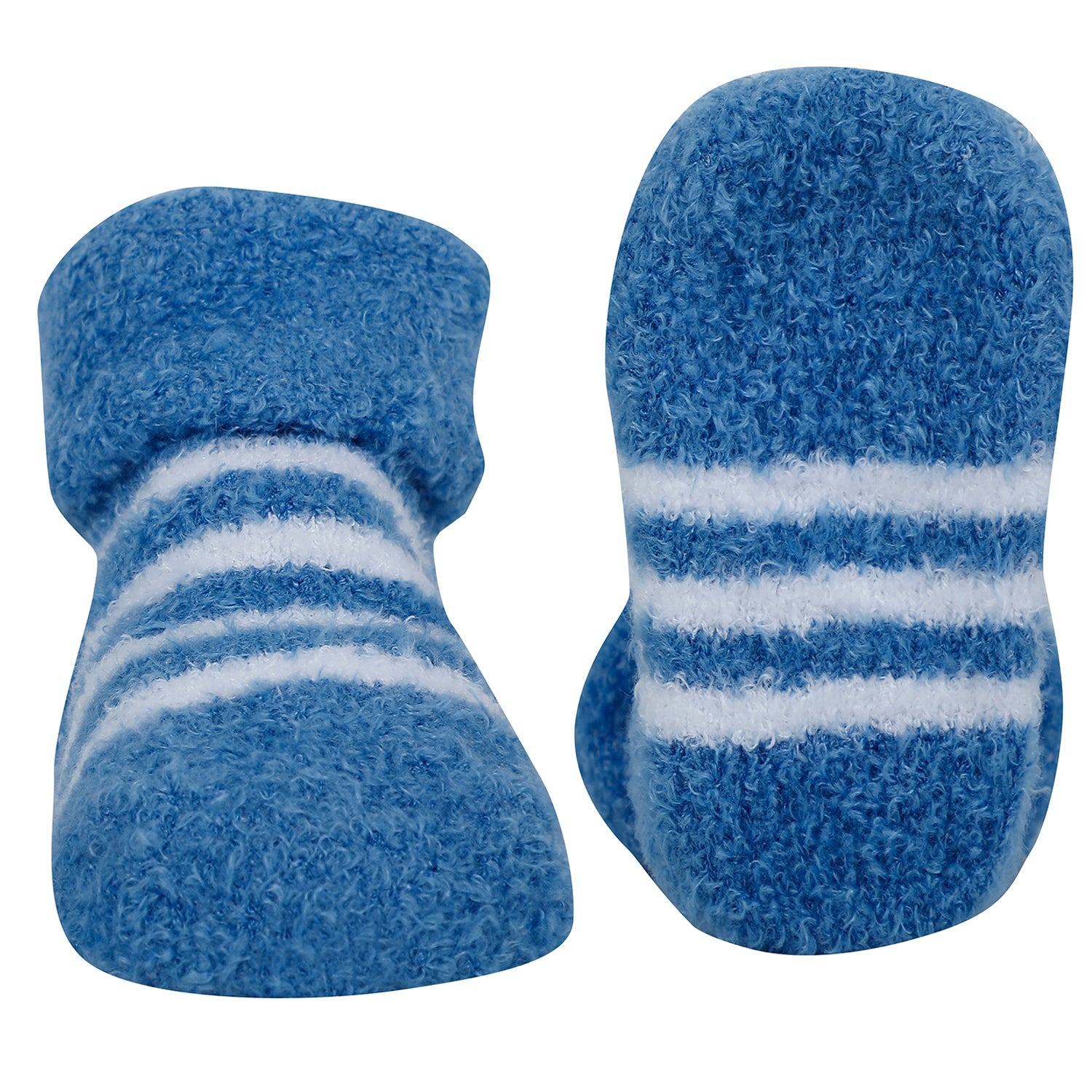 Baby Moo Striped Soft Socks Booties Pack of 2 - Blue