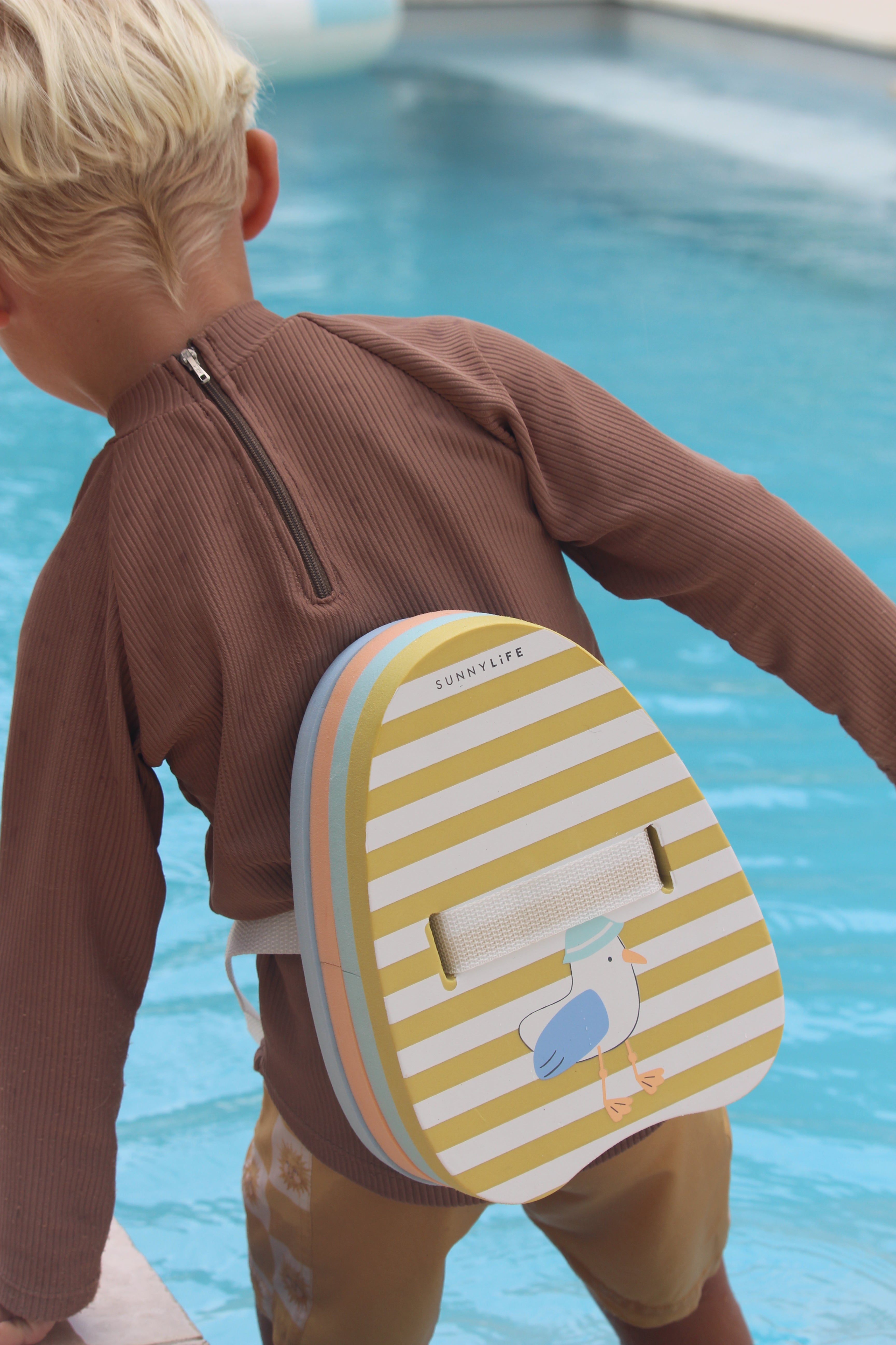 SUNNYLiFE Bubble Back Float Sid the Seagull Mustard Stripe