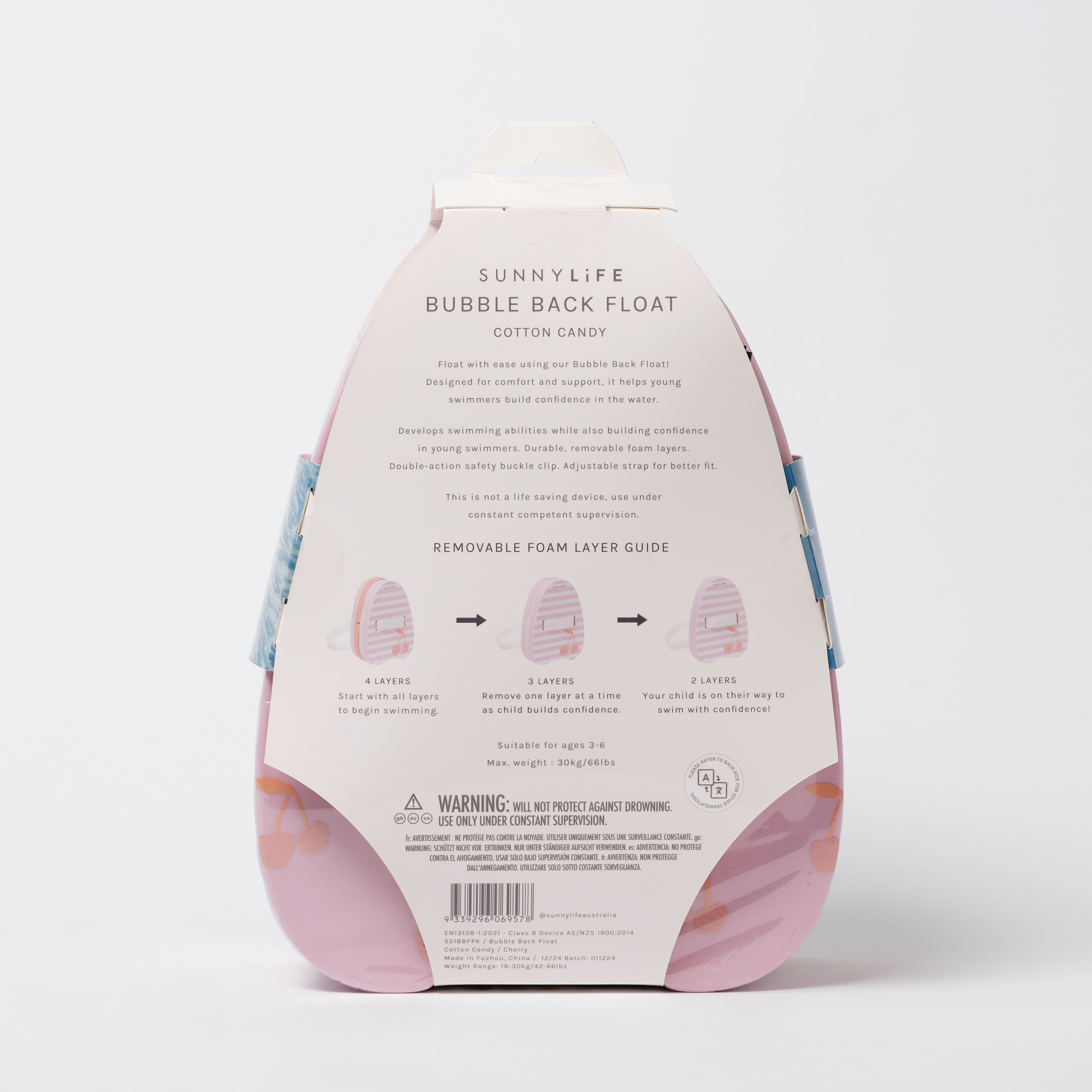 SUNNYLiFE Bubble Back Float Cotton Candy Cherry
