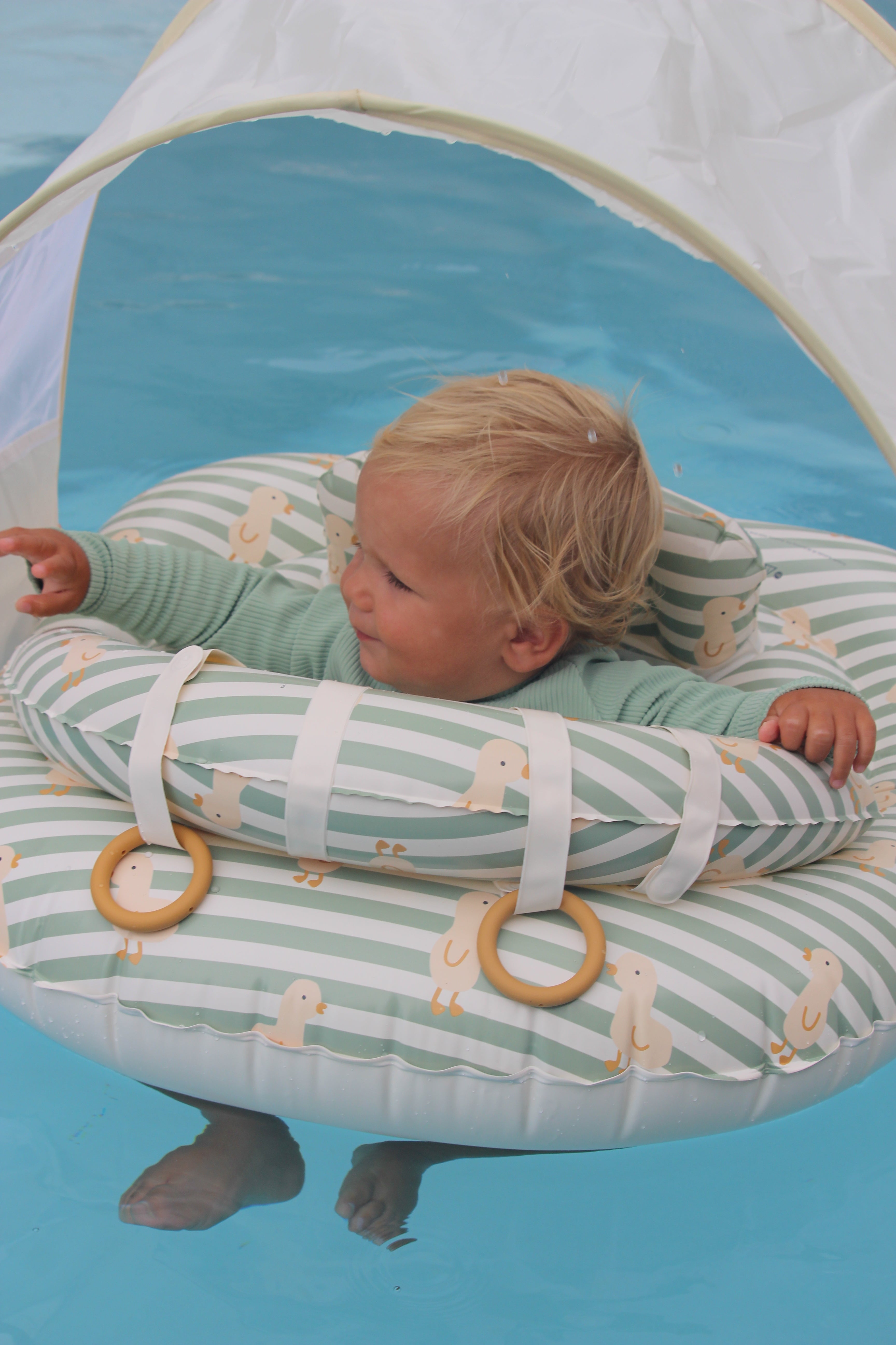 SUNNYLiFE Interactive Baby Float Duck Sage Stripe