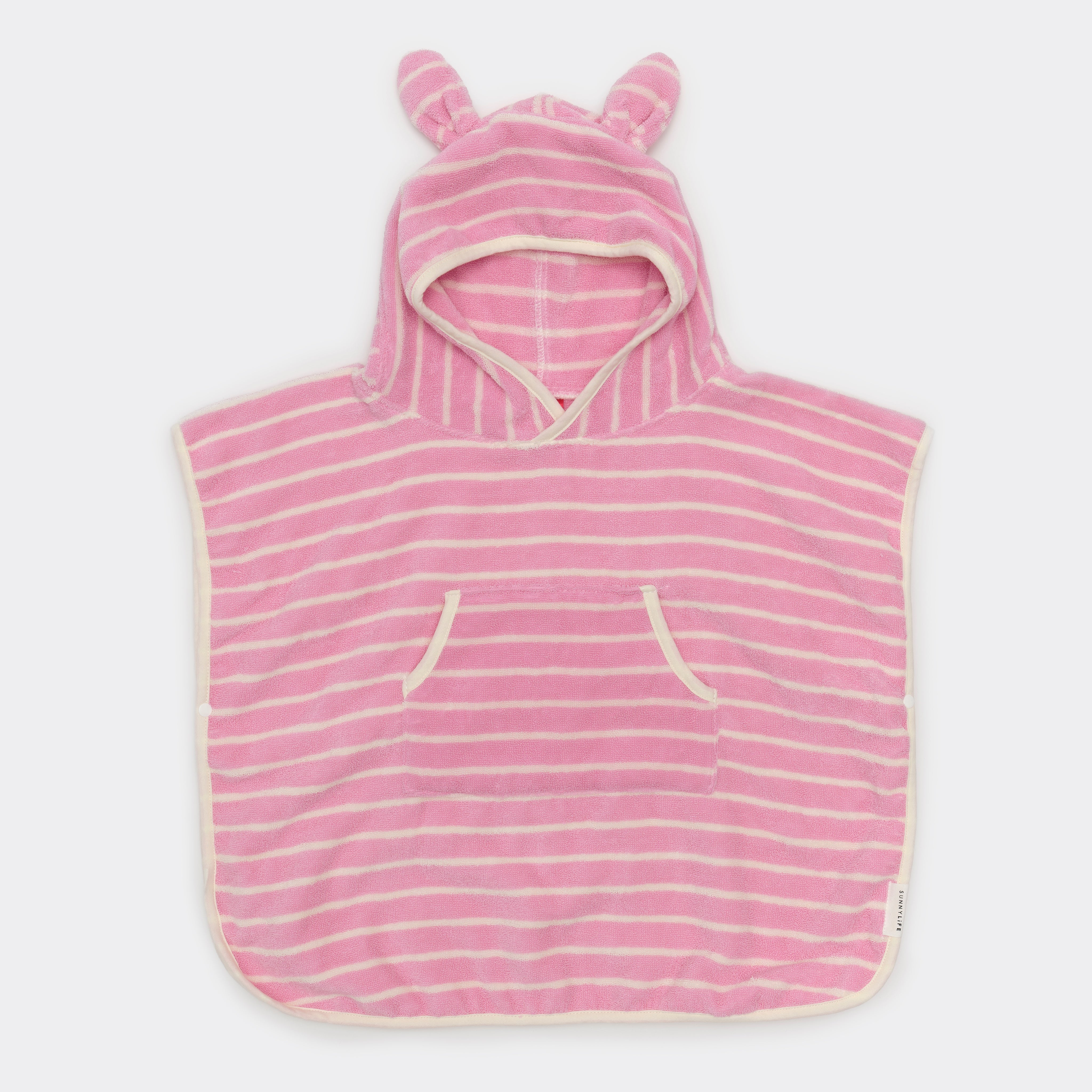 Kids Character Hooded Towel Cotton Candy Pink Stripe