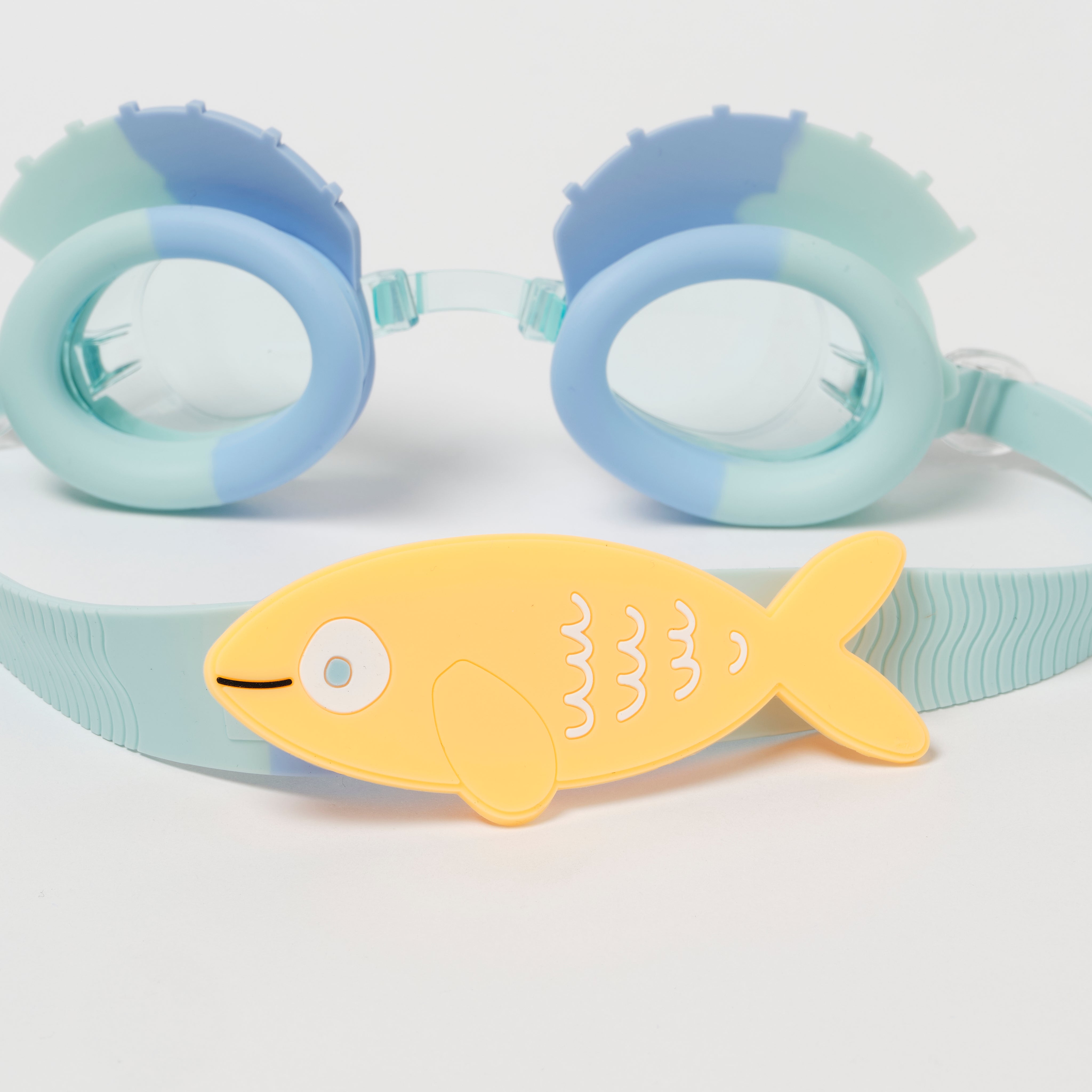 SUNNYLiFE Kids Swim Goggles Finn the Fish Aqua Blue