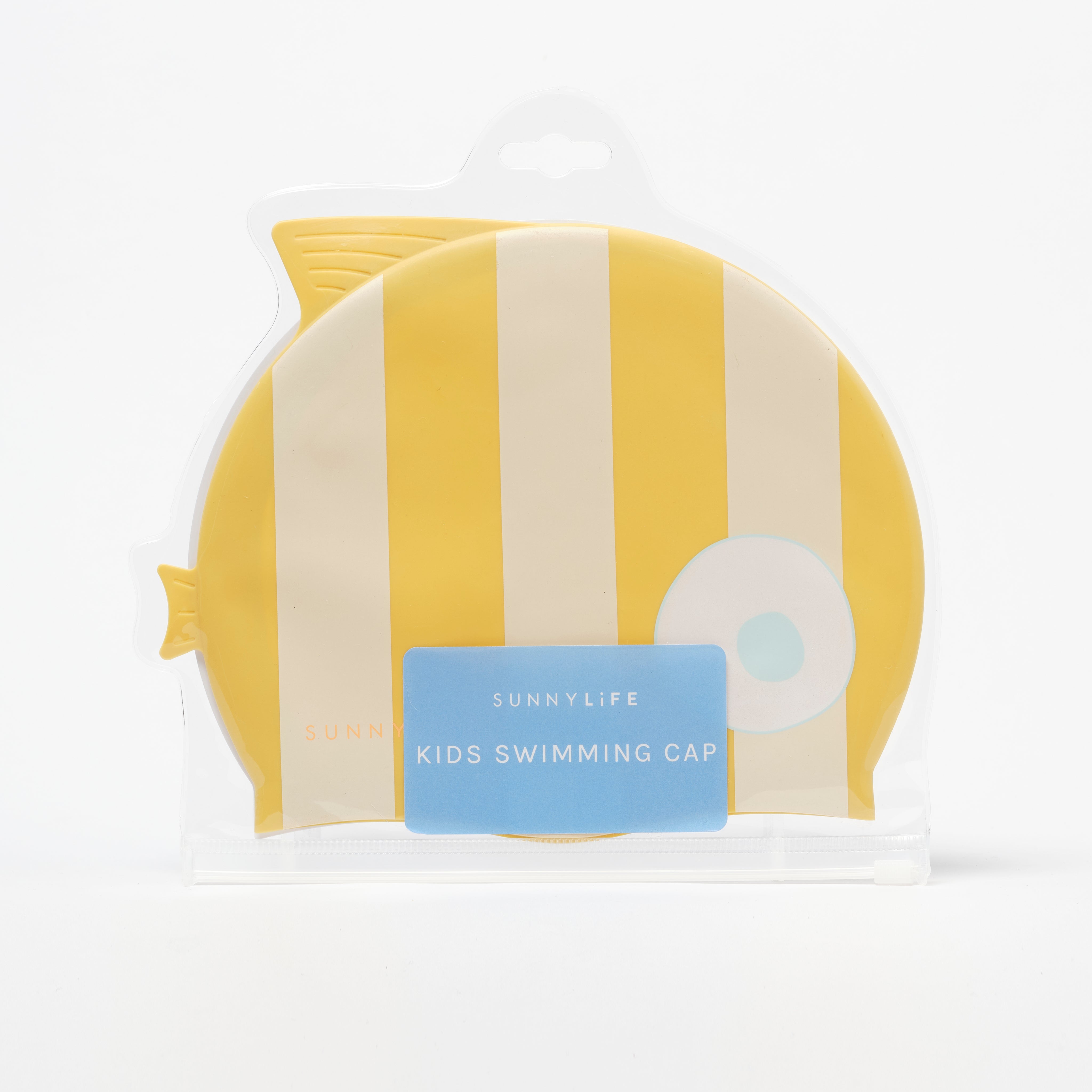 SUNNYLiFE Kids Swimming Cap Finn the Fish Mustard Stripe